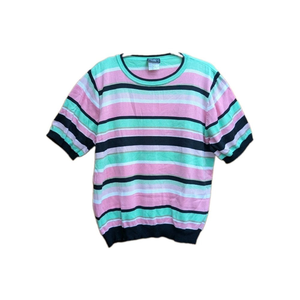 Southern Lady Women's XL Top Striped Short Sleeves Sweater Workwear Casual